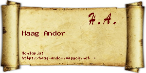 Haag Andor névjegykártya